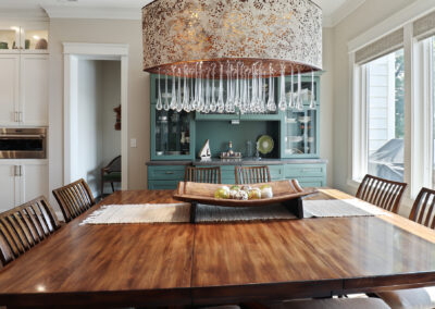 Kitchen photo of lake house with pretty lighting